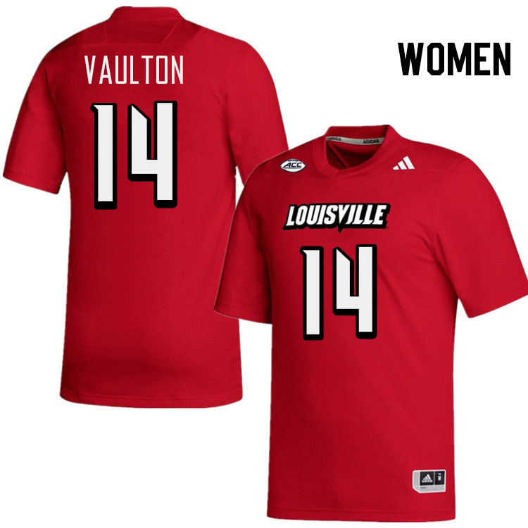 Women #14 Sam Vaulton Louisville Cardinals College Football Jerseys Stitched-Red